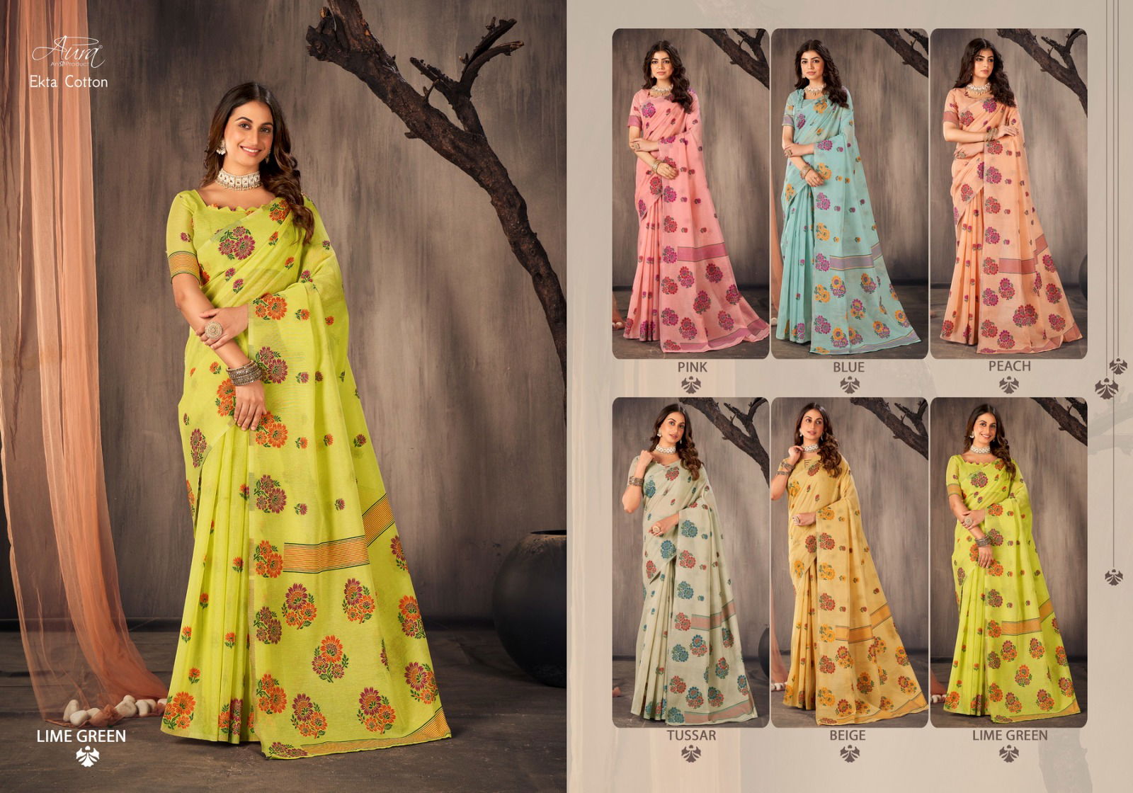 Ekta By Aura Soft Cotton Designer Saree Catalog